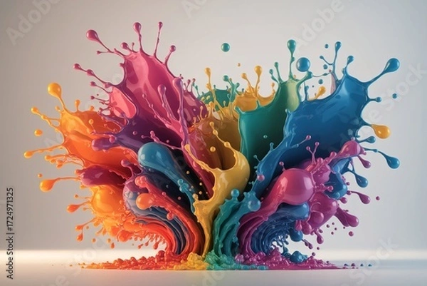 Fototapeta Colorful paint splash explosion vibrant abstract art design.