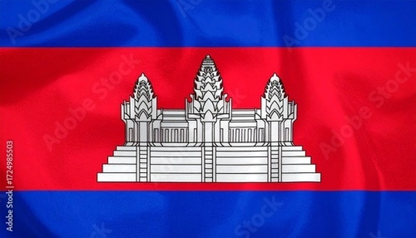 Obraz Cambodia flag, Angkor Wat, bold red-blue-white, national symbol