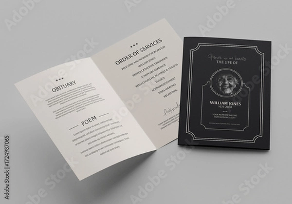 Fototapeta Funeral Program Memorial Event Flyer Layout