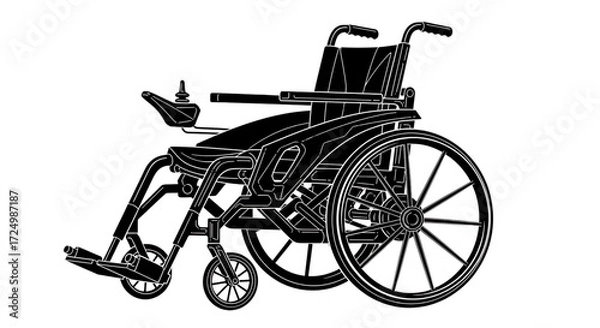 Fototapeta Vector illustration of an electric wheelchair, symbolizing mobility and accessibility.