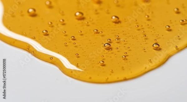 Fototapeta Closeup of golden honey with air bubbles isolated on white background