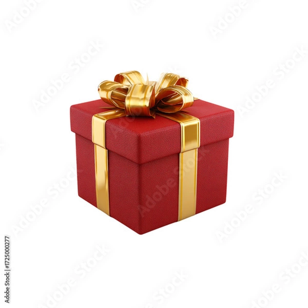Fototapeta Elegant red gift box with golden ribbon, perfect for birthdays, Christmas, or special occasions, adding a touch of luxury and excitement to every celebration