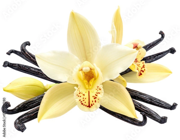 Obraz Vanilla orchid close-up with pods