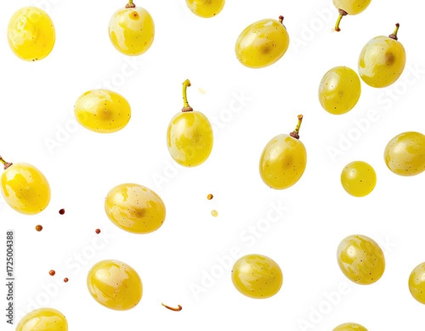 Obraz Scattered yellow grapes on a black background