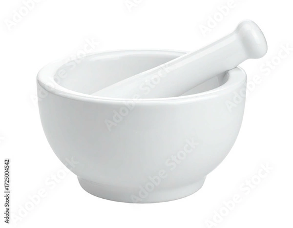 Obraz White ceramic mortar and pestle, simple and clean design