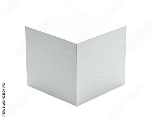 Obraz A plain, solid, white cube, seemingly three-dimensional, with sharp edges and corners