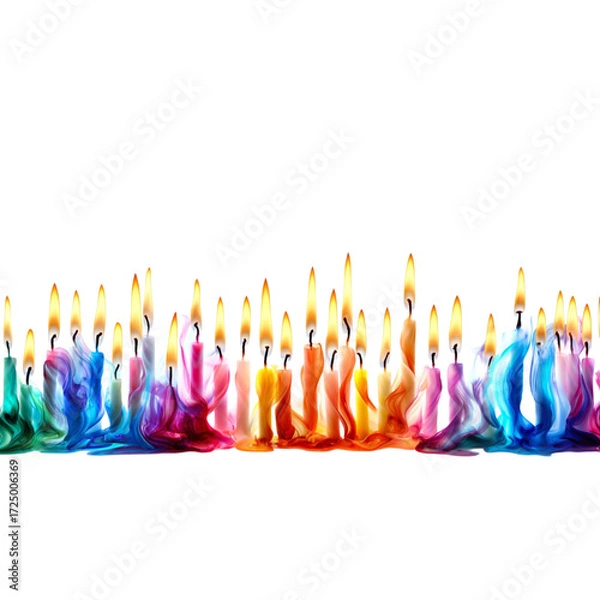 Fototapeta Vibrant birthday candles casting a warm glow, perfect for celebrations and festive occasions, creating joyous memories and magical moments