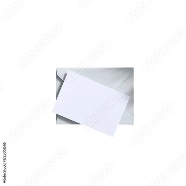 Fototapeta Elegant white envelope with blank card peeking out, perfect for invitations, announcements, or personal messages conveying sophistication and thoughtful communication.