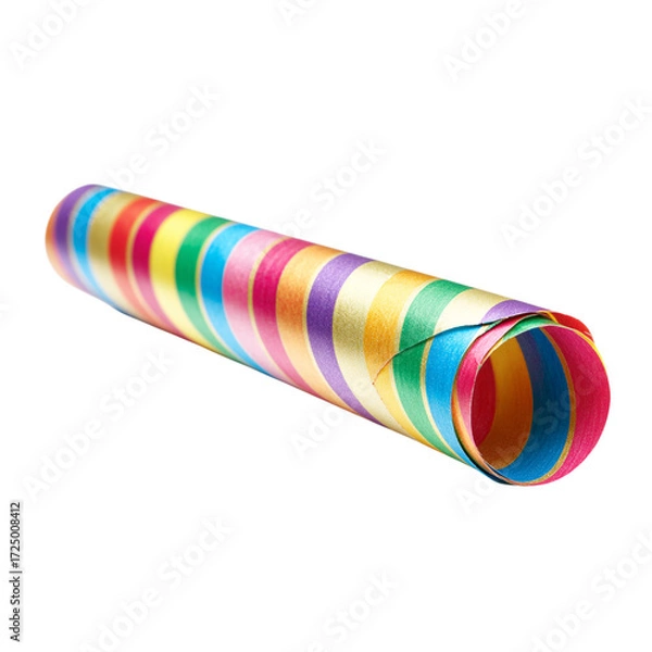 Fototapeta Vibrant rainbow striped paper unrolled for creative projects and festive gift wrapping, perfect for adding a pop of color and celebration to any occasion