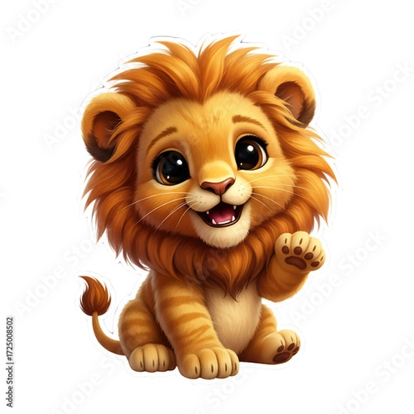 Fototapeta cute animal cartoons with playful expressions and colorful designs, adorable character illustrations for children's content, charming wildlife isolated on transparent background PNG