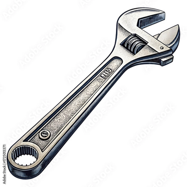 Fototapeta Adjustable wrench tool illustration, a versatile instrument for various repair and maintenance tasks