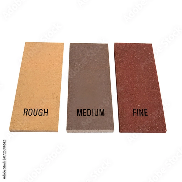 Fototapeta Three Sharpening Stones Rough, Medium, and Fine Grades for Tool and Knife Care