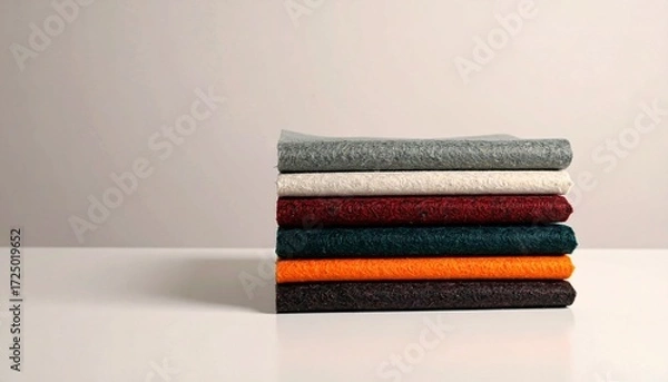 Fototapeta Stack of Colorful Felt Fabric Samples for Crafts and Design.
