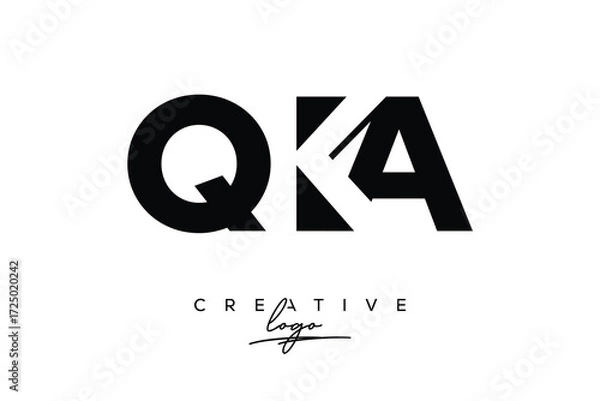 Obraz QKA Creative Minimalistic Negative Space Latter Logo with Modern Monogram for Branding and Business Letter mark Logo with Initial Letters Logo Design for Branding.	