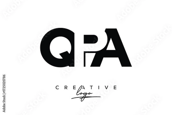 Obraz QPA Creative Minimalistic Negative Space Latter Logo with Modern Monogram for Branding and Business Letter mark Logo with Initial Letters Logo Design for Branding.	