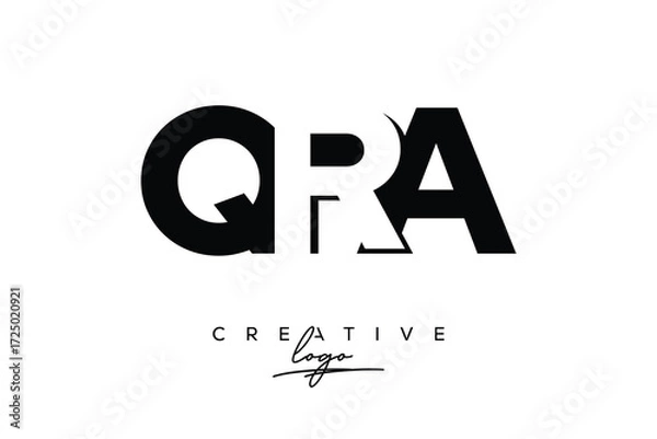 Obraz QRA Creative Minimalistic Negative Space Latter Logo with Modern Monogram for Branding and Business Letter mark Logo with Initial Letters Logo Design for Branding.	