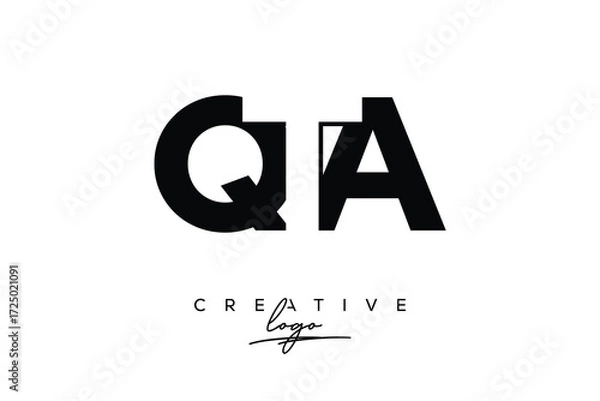 Obraz QTA Creative Minimalistic Negative Space Latter Logo with Modern Monogram for Branding and Business Letter mark Logo with Initial Letters Logo Design for Branding.	