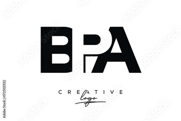 Obraz BPA Creative Minimalistic Negative Space Latter Logo with Modern Monogram for Branding and Business Letter mark Logo with Initial Letters Logo Design for Branding.	