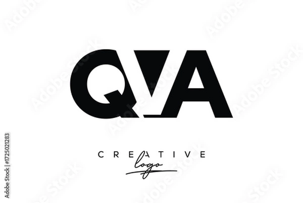 Obraz QVA Creative Minimalistic Negative Space Latter Logo with Modern Monogram for Branding and Business Letter mark Logo with Initial Letters Logo Design for Branding.	
