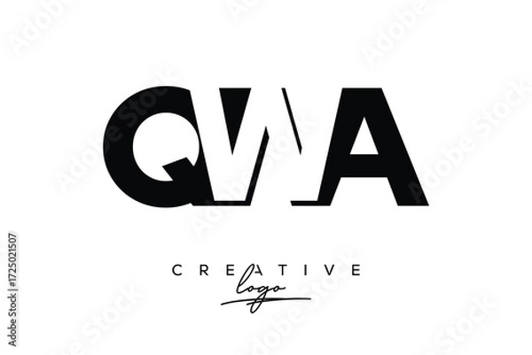 Obraz QWA Creative Minimalistic Negative Space Latter Logo with Modern Monogram for Branding and Business Letter mark Logo with Initial Letters Logo Design for Branding.	
