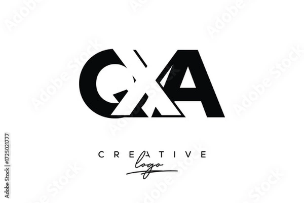 Obraz QXA Creative Minimalistic Negative Space Latter Logo with Modern Monogram for Branding and Business Letter mark Logo with Initial Letters Logo Design for Branding.	