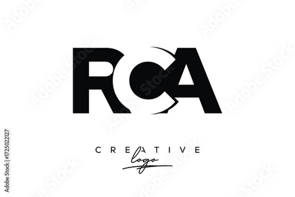 Obraz RCA Creative Minimalistic Negative Space Latter Logo with Modern Monogram for Branding and Business Letter mark Logo with Initial Letters Logo Design for Branding.	