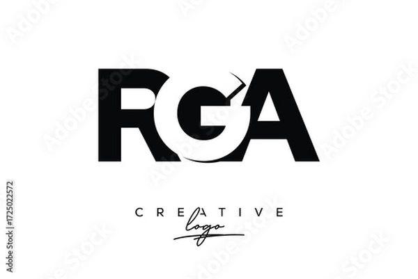 Obraz RGA Creative Minimalistic Negative Space Latter Logo with Modern Monogram for Branding and Business Letter mark Logo with Initial Letters Logo Design for Branding.	