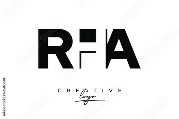 Obraz RHA Creative Minimalistic Negative Space Latter Logo with Modern Monogram for Branding and Business Letter mark Logo with Initial Letters Logo Design for Branding.	