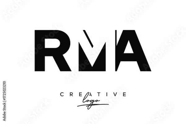 Obraz RMA Creative Minimalistic Negative Space Latter Logo with Modern Monogram for Branding and Business Letter mark Logo with Initial Letters Logo Design for Branding.	