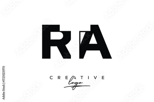Obraz RTA Creative Minimalistic Negative Space Latter Logo with Modern Monogram for Branding and Business Letter mark Logo with Initial Letters Logo Design for Branding.	