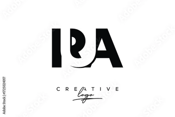 Obraz RUA Creative Minimalistic Negative Space Latter Logo with Modern Monogram for Branding and Business Letter mark Logo with Initial Letters Logo Design for Branding.	