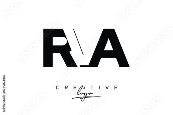 Obraz RVA Creative Minimalistic Negative Space Latter Logo with Modern Monogram for Branding and Business Letter mark Logo with Initial Letters Logo Design for Branding.	