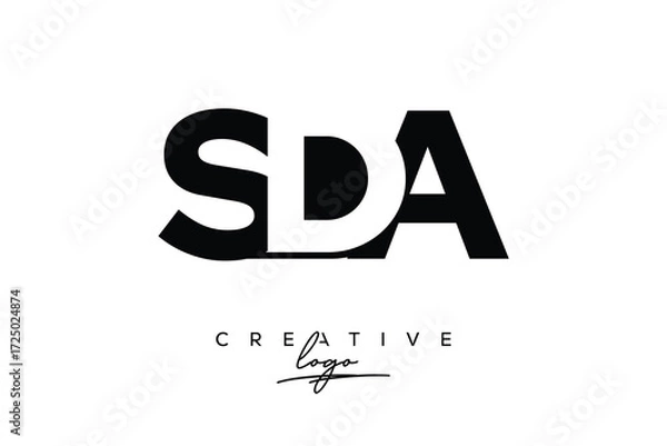 Obraz SDA Creative Minimalistic Negative Space Latter Logo with Modern Monogram for Branding and Business Letter mark Logo with Initial Letters Logo Design for Branding.	