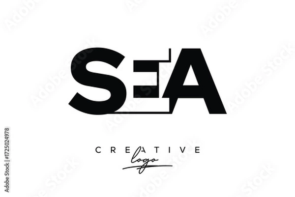 Obraz SEA Creative Minimalistic Negative Space Latter Logo with Modern Monogram for Branding and Business Letter mark Logo with Initial Letters Logo Design for Branding.	