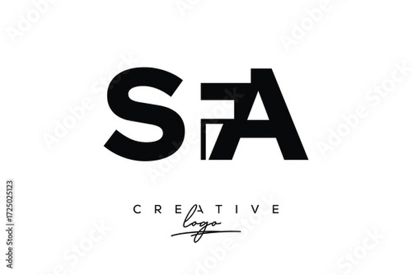 Obraz SFA Creative Minimalistic Negative Space Latter Logo with Modern Monogram for Branding and Business Letter mark Logo with Initial Letters Logo Design for Branding.	