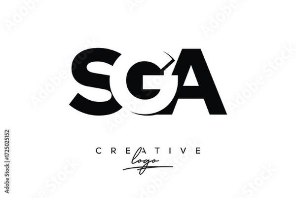 Obraz SGA Creative Minimalistic Negative Space Latter Logo with Modern Monogram for Branding and Business Letter mark Logo with Initial Letters Logo Design for Branding.	