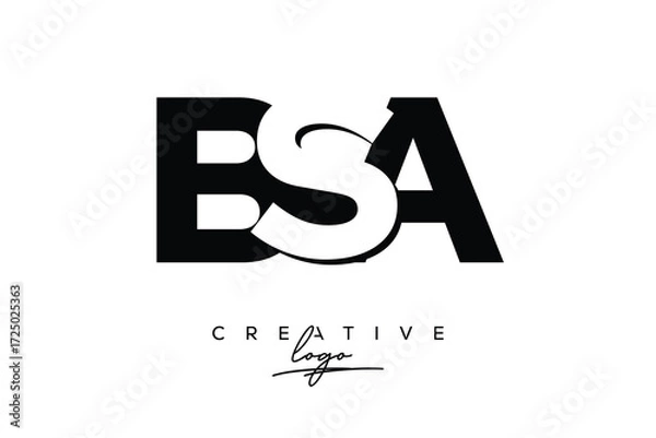 Obraz BSA Creative Minimalistic Negative Space Latter Logo with Modern Monogram for Branding and Business Letter mark Logo with Initial Letters Logo Design for Branding.	