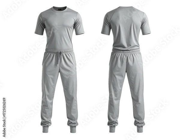 Obraz Light gray athletic tracksuit, front and back views