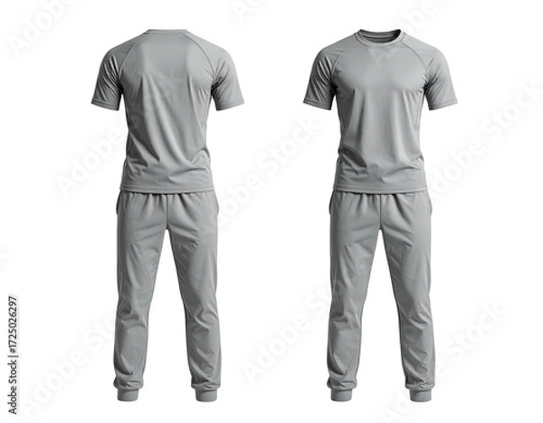 Obraz Gray athletic tracksuit mockup, front and back views