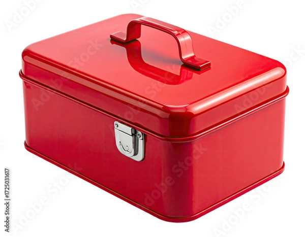 Obraz Red metal toolbox with handle and latch