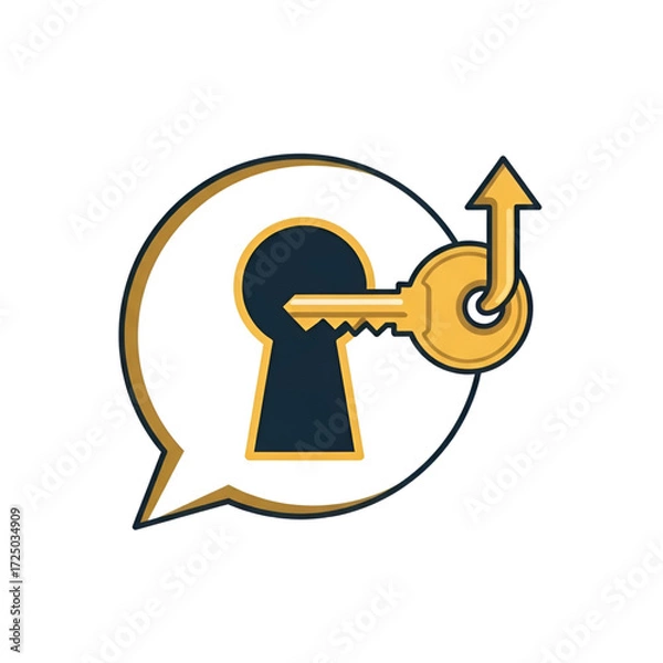 Fototapeta Keyhole and Speech Bubble Icon Set with an Arrow Showing Progress and Success