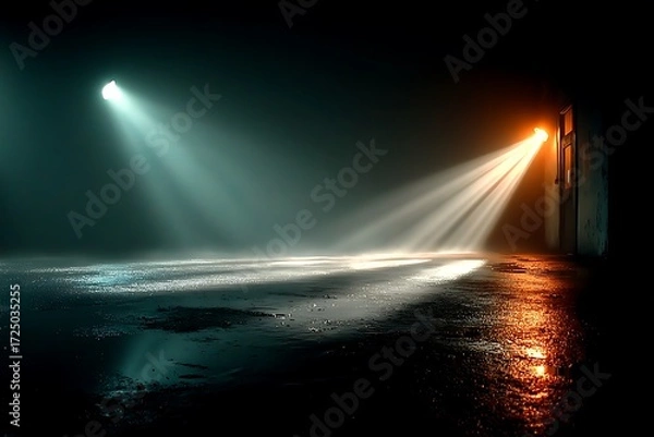 Fototapeta Street spotlight shining fog high resolution picture