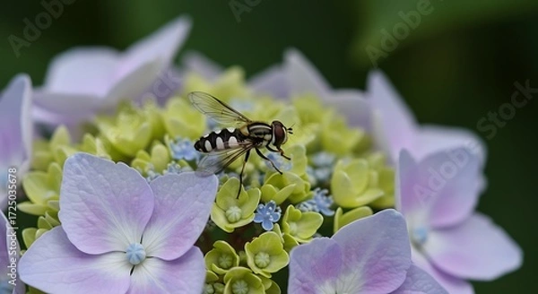 Obraz Hoverfly on hydrangea flower