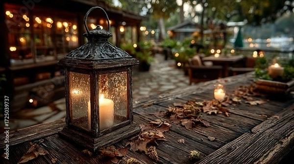 Fototapeta Vintage candle lantern decor high resolution picture