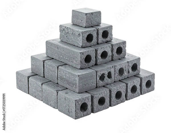 Obraz Gray miniature building blocks arranged in a pyramid shape