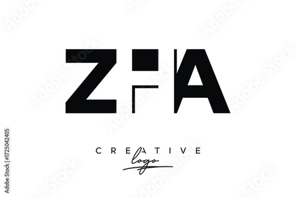 Obraz ZHA Creative Minimalistic Negative Space Latter Logo with Modern Monogram for Branding and Business Letter mark Logo with Initial Letters Logo Design for Branding.	