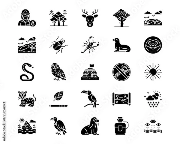 Fototapeta In The Wild Line Vector Icons