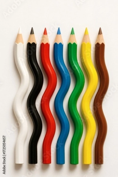 Fototapeta Wavy Colored Pencils A Unique and Colorful Composition, Rainbow