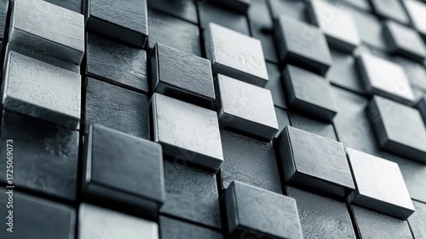 Obraz Geometric gray white squares