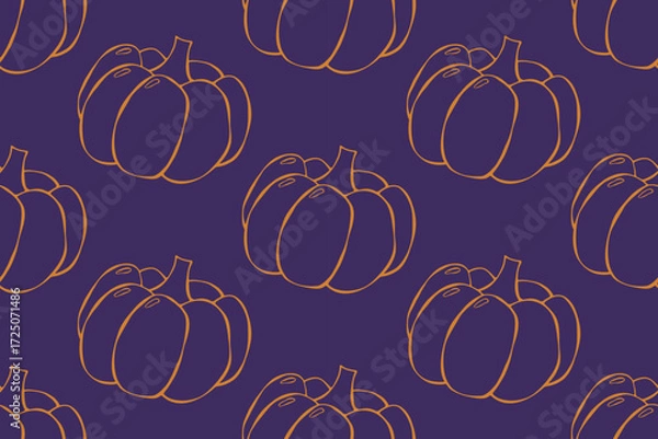 Fototapeta Seamless pattern with vegetables print. Good for textile, surface design, wallpapers, kitchen vibes, vegetarian posters, menu and recipes